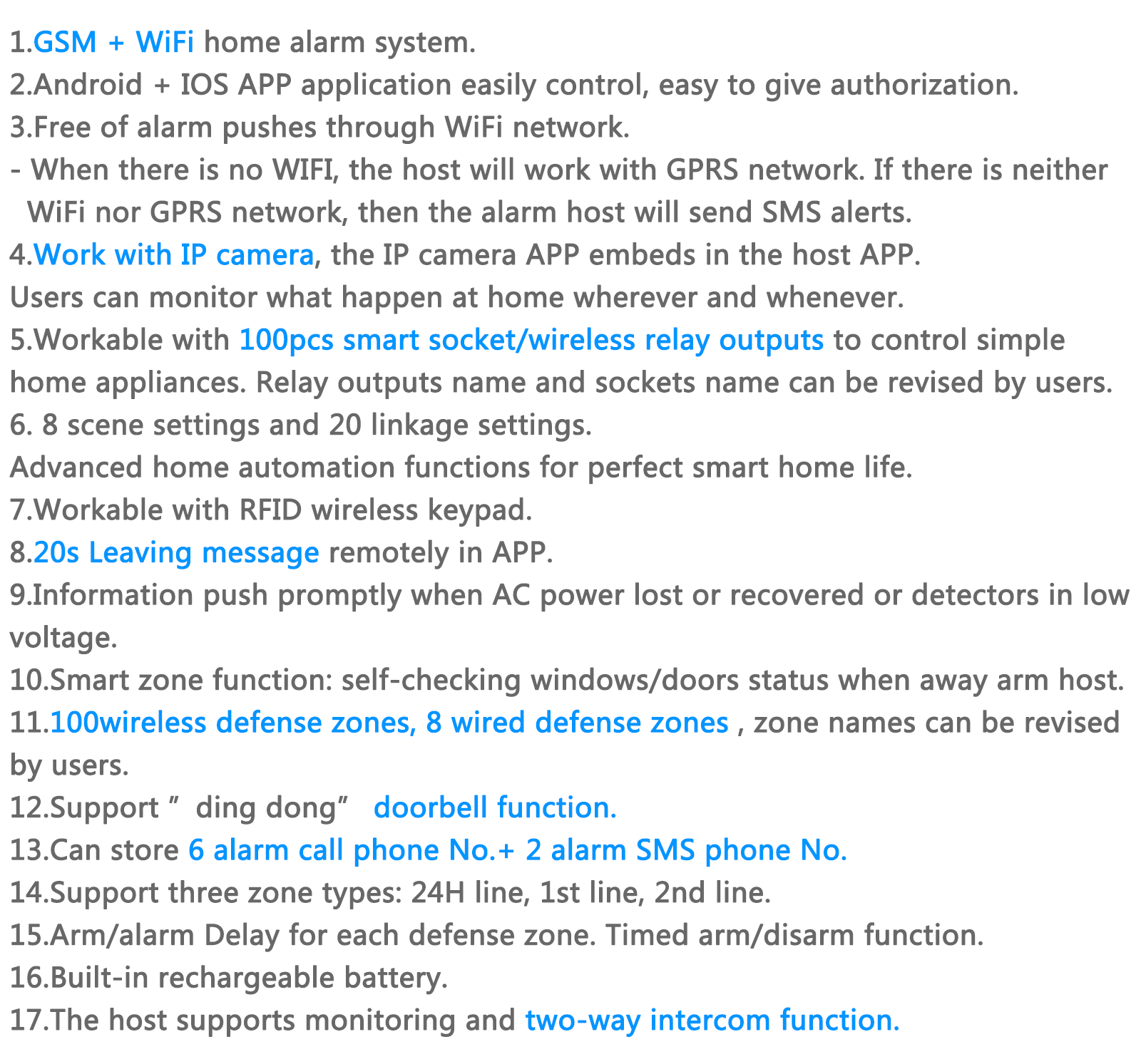 KERUI G90B Plus WiFi GSM SMS Wireless Home Alarm Security System Accessories