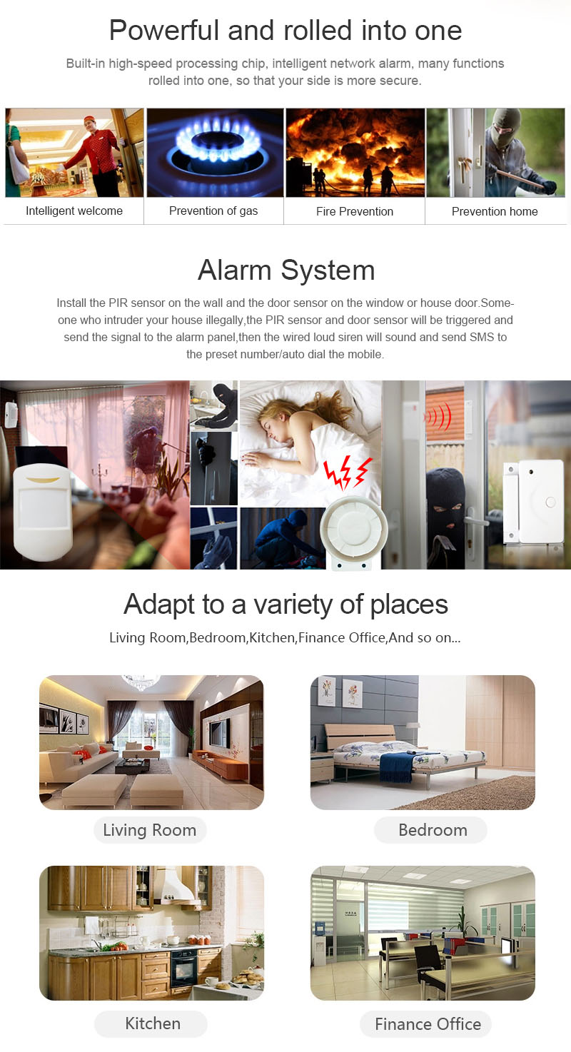 KERUI K52 IOS/Android APP Controlled 2.4G WIFI IP Internet Quad Bands(850/9001800/1900Mhz) GSM GPRS SMS Home Alarm system