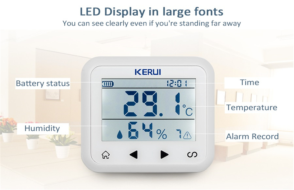 KERUI TD32 LED Display Adjustable Temperature  Alarm Sensor