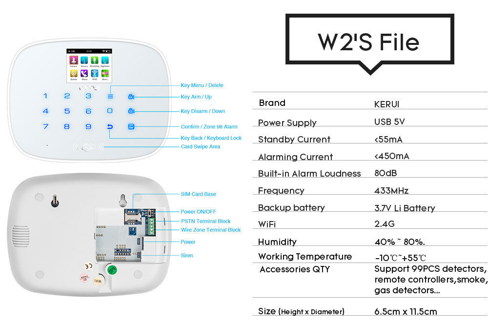 Kerui W193 Wifi PSTN Wireless home office alarm