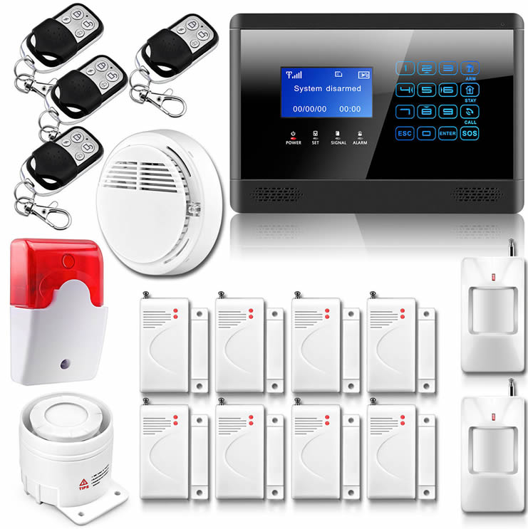 wireless wired lcd touch keypad gsm sms home house alarm system